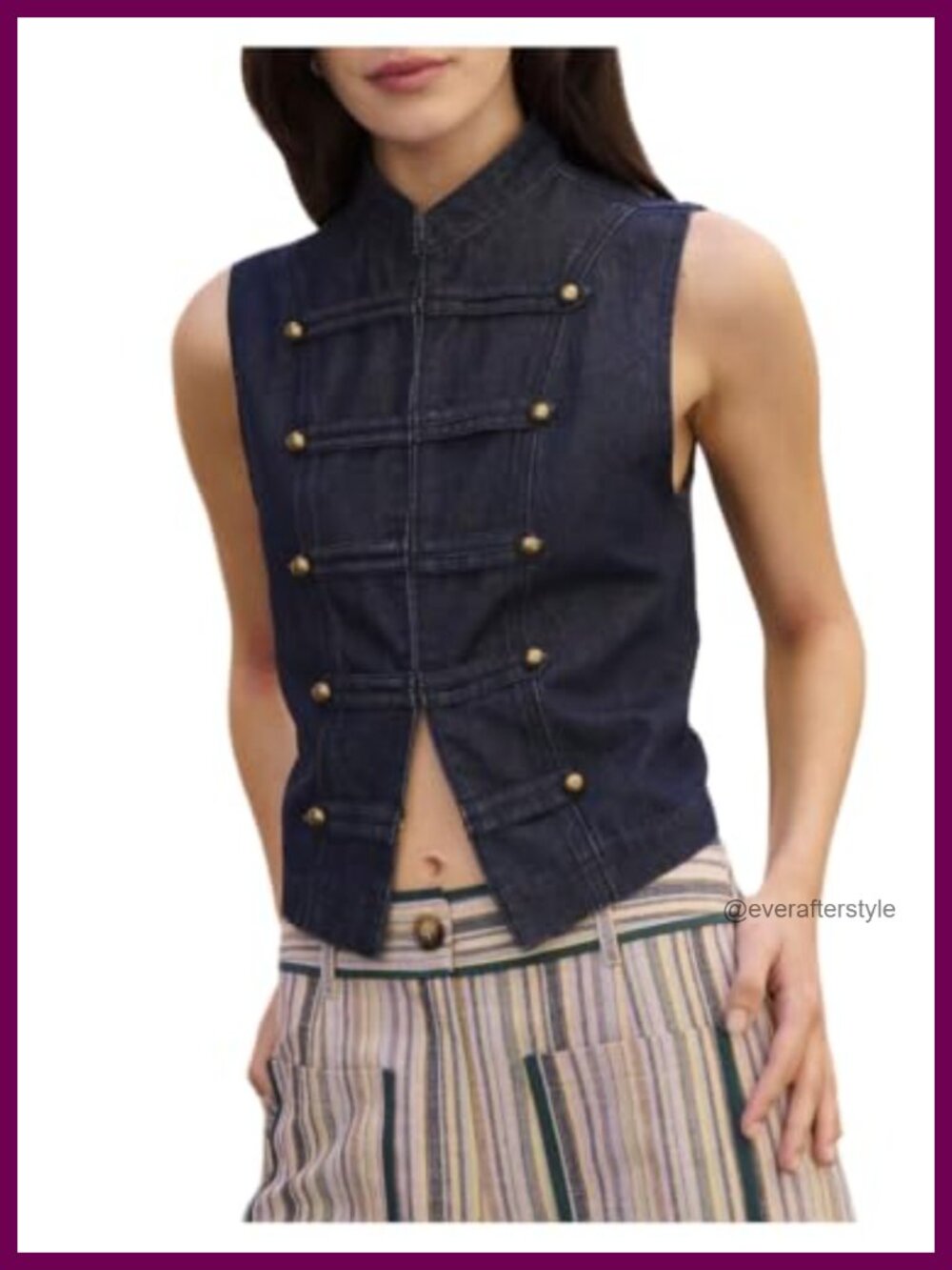 Cropped Military Jacket Y2k Buckle Zip Up Sleeveless Vest Streetwear